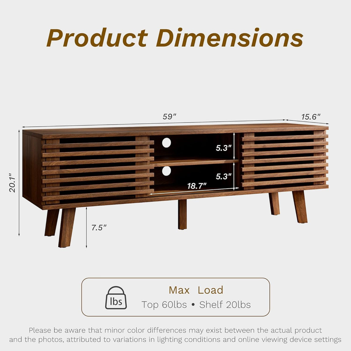 Furniway Mid Century Living Room Table Set of 4, Coffee Table, TV Stand and 2 End Tables with Sliding Door Storage, Walnut