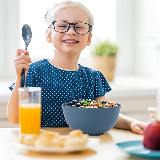 Homienly Unbreakable Cereal Bowl Set 26 OZ, Premium Wheat Straw Bowls Set of 8, Microwave and Dishwasher Safe Bowls, Dessert Bowl for Kitchen, Serving Soup, Unbreakable Oatmeal Bowls(Blue, 26 OZ)