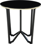 3pc Round Coffee and End Tables Set Black Tempered Glass Top Metal Frame | Includes 1 cocktail table and 2 end tables with black tempered glass tops