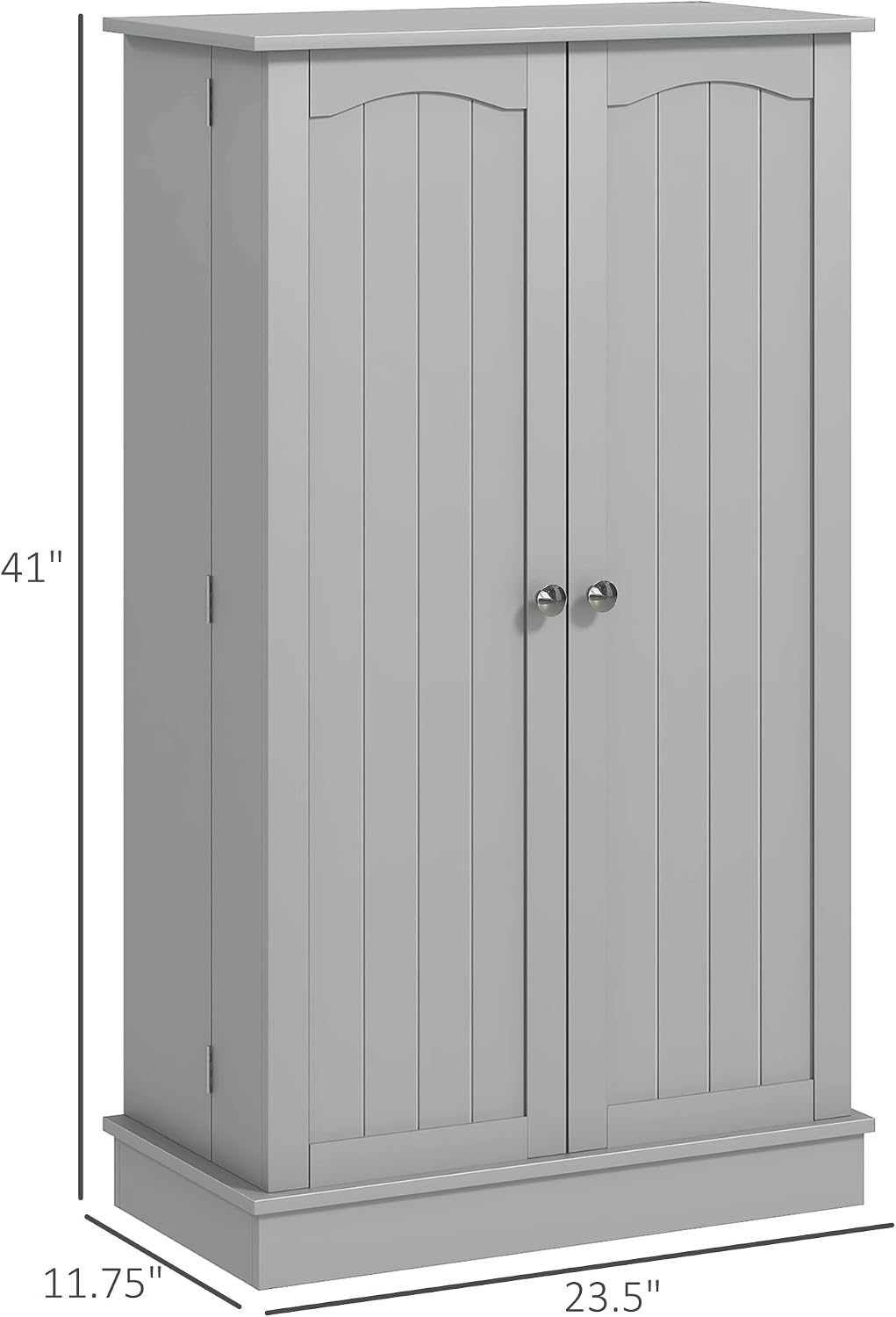 41" Paper Gray Kitchen Pantry Cabinet Freestanding Vertical Cupboard with Double Doors 5-Tier Interior Shelves & 12 Door Racks Adjustable Storage