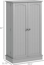 41" Paper Gray Kitchen Pantry Cabinet Freestanding Vertical Cupboard with Double Doors 5-Tier Interior Shelves & 12 Door Racks Adjustable Storage