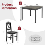 Tangkula Mid-Century Modern Dining Table Set for 2, Wooden Kitchen Table & 2 Chairs with Padded Seats, 3-Piece Compact Dining Set for Small Spaces, Kitchen, Living Room (Grey+Black)