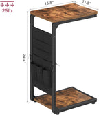 Wood Pedestal TV Trays for Eating on Couch Tables that Slide Under, Dinner Food Drink C Shaped End Sofa Side Table Stand, Small TV Tray Tables for Couches Over Recliner Chair Arm, Living Room ET-P-BR1