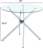 HomVent Round Glass Dining Table Set for 2, Circle Glass Kitchen Table Set Small Dining Room Set with 2 Dining Chairs for Kitchen Dining Room