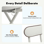 2PCS Folding Stool Cushioned Padded Folding Stool with 275.6lbs Capacity Foldable Bar Stool Portable Stool Chair with Back for Kitchen Living Room Garden Camping Fishing (White)