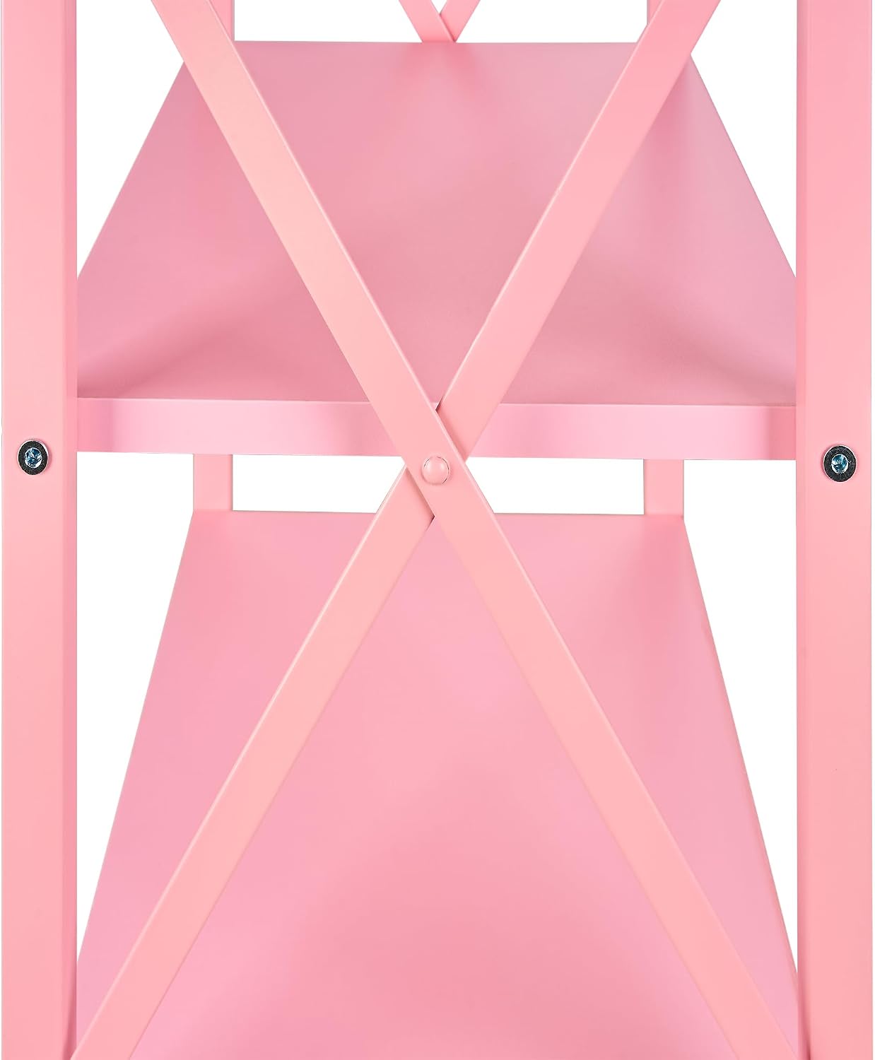 VECELO End Side Table Night Stand Set of 2,X-Design with Storage Shelf for Bedroom,Living Room,Pink