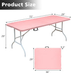 Portable 6Ft Plastic Folding Table, Heavy Duty 6ft Fold-in-Half Table with Carrying Handle, 6' Folding Utility Foldable Table for Picnic Party Camping Kitchen, Indoor/Outdoor (White)