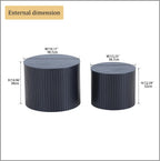 Nesting Coffee Table Set of 2,Modern Round Wooden Coffee Tables with Storage,Luxury Fluted Side Table Accent End Table for Small Space Living Room Apartment (19.17”)