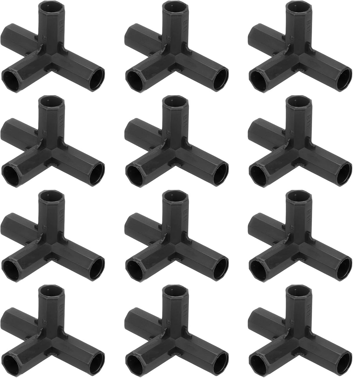 4 Pcs 11mm Greenhouse Frame Building Connectors, 4 Way Right Angle Pipe Fitting for Grape Trellis/Sunscreen Shed/Gardening Plant Stakes, Greenhouse Accessories [Black]