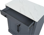 Modern Freestanding Kitchen Pantry & Buffet Food Storage Cabinet with Drawer, 2 Adjustable Shelves, 2 Door Shelves, Faux Marble Countertop - Ideal for Dining, Kitchen, and Coffee Bar (Gray)