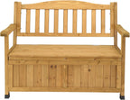 Outdoor Wood Storage Bench Deck Box, Entryway Porch Storage Bench, Wood Loveseat for Garden, Lawn, Balcony & Yard