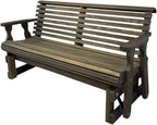 Amish Heavy Duty 800 Lb Roll Back Pressure Treated Porch Glider (4 Foot, Dark Walnut Stain)
