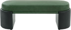 Christopher Knight Home Roland 48" Faux Leather Upholstered Dining Bench, Wooden Entryway Bench, Long Sofa Footstool for Living Room, Bedroom End of Bed Bench, Green+Black