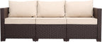 Oasishine Patio Furniture 3-seat Sofa Wicker Outdoor Furniture Outdoor Couch Deep Seat Hight Backrest Non-Slip Cushions, Khaki