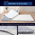 EMOOR Foldable Hybrid Futon Mattress, High-Resilience Urethane Foam 150N with Washable Padded Cover, Twin, Tatami Floor Sleeping Mat Pad Topper, Gray