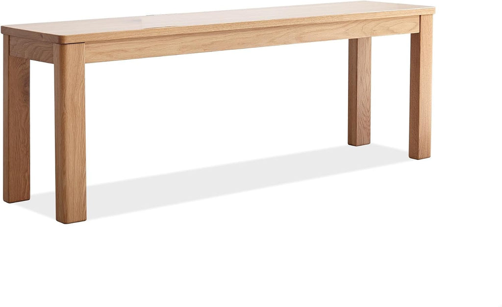 GDFStudio 39.37" Solid Oak Wood Dining Bench, Rectangular Wooden Bench Seating for Dining Room, Entryway, Bedroom, Living Room, Natural