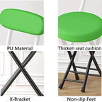 18inch Counter Height Folding Stools for Adults, Cushioned Padded Folding Bar Stool with Footrest & Backrest, Foldable Counter Stool Load Capacity 150kg/330lb, For Kitchen Garden Office ( Color : Brow