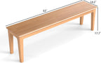 Dining Bench 63" Wood Solid Oak Wooden Bed End/Entryway Bench for Bedroom Living Room Kitchen(Nature)