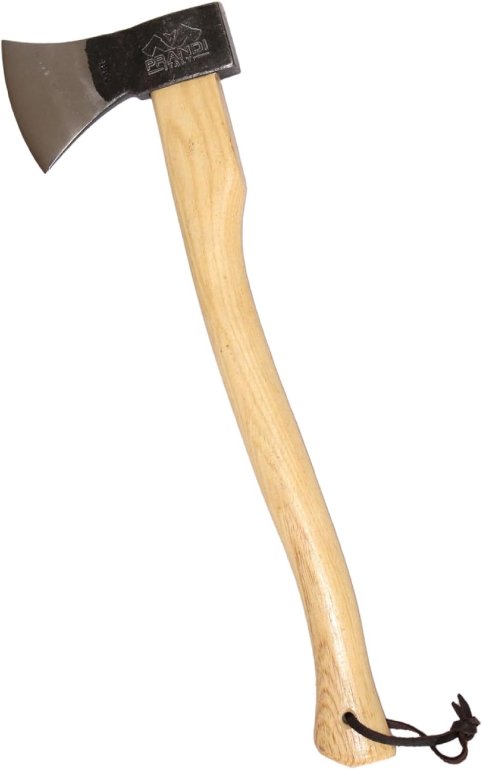 Prandi Axes German C45 Forged Carbon Steel Hatchet - Hickory Handle with Leather String - Ideal for Firewood, Splitting, and Chopping - 23.62" L x 7.36" W, 1000g Head 3.011.10.TH - No Sheath