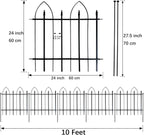 Garden Fence 24" H x 24" W (5 Panels, Total Length 10 feet), Metal Decorative Border Folding Fence, Landscape Fencing for Dog, Flower Bed, Yard, Animal Barrier