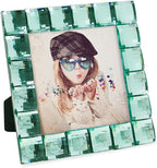 Isaac Jacobs Decorative Sparkling Light Green Jewel Picture Frame, Photo Display & Home Décor (4x4, Light Green)