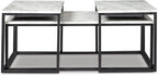GTU Furniture Contemporary Engineered Wood Rectangular 3-Piece Coffee Table Set, Cocktail Table with 2 Matching End Tables, Gray/Black Finish for Living Room