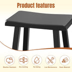 EFU Outdoor Bar Stools Set of 2,All-Weather Patio Stools & Bar Chairs, Heavy Duty Resin Saddle Stool with Protective Foot Pads,Waterproof 29 Inch Stool with Footrest for Deck,Balcony and Yard (Black)
