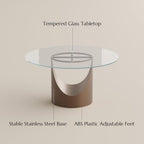 POVISON Round Dining Table for 4-6, 47" Glass Tabletop Dining Table with Bronze Carbon Steel Pedestal, Modern Dining Room Table for Kitchen, Living Room (Table Only)