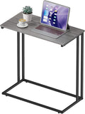 C-Shaped Side Table, Modern End Table with Metal Frame, Space Saving Design for Living Room，Large Surface Couch Table for Bedroom, and Home Office，24 x 12 x 24 inches (Grey)
