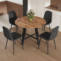 42" Round Dining Table Set for 4, Modern Kitchen Table Chairs Set of 4 Wood Dining Table Upholstered Chair with Metal Leg for Dining Room (Black, 42" Brown Table + 4 Chairs)