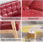 Sofa Chair: Solid Wood Arm & PU Leather Fabric Seating Chair Photography Prop Bench Photoshoot Photo Posing Props for Camel Loveseat