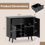 GOFLAME Wine Bar Cabinet, Buffet Sideboard with 2 Doors & 1 Drawer, 6-Bottle Wine Rack, Adjustable Shelves, Cupboard with Storage for Kitchen, Living Room, Black