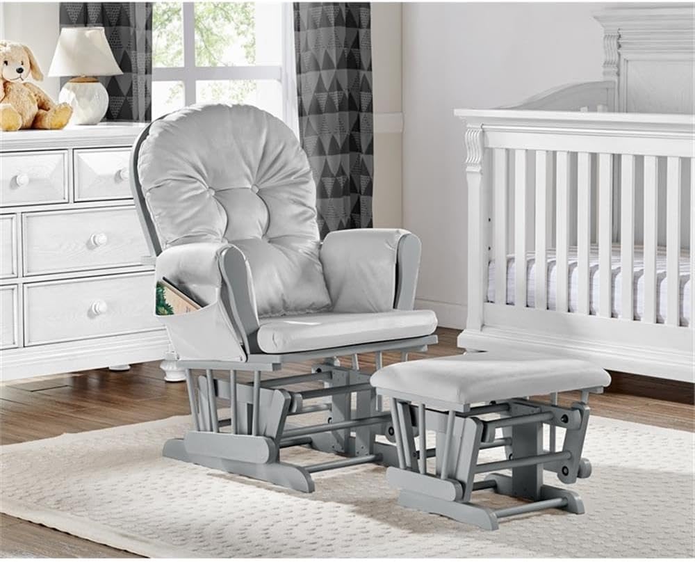 Suite Bebe Mason Glider Rocker with Ottoman, Grey and Light Grey