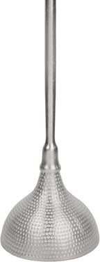 Eyely DNE4001B Kai 23.75" Art Deco Metal Pedestal Drink Table and Decorative End Table w/White Marble Round Top and Hammered Base for Living Room, Bedroom, Nickel