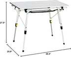 Portal Outdoor Folding Portable Picnic Camping Table with Adjustable Height Aluminum Roll Up Table Top Mesh Layer, Silver