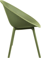 2xhome Modern Patio Dining Chair | Perforated Oval Egg-Shaped Breathable Weather Resistant Lounge Side Chair for Kitchen Indoor or Outdoor Use (Set of 2 Chairs, Green)