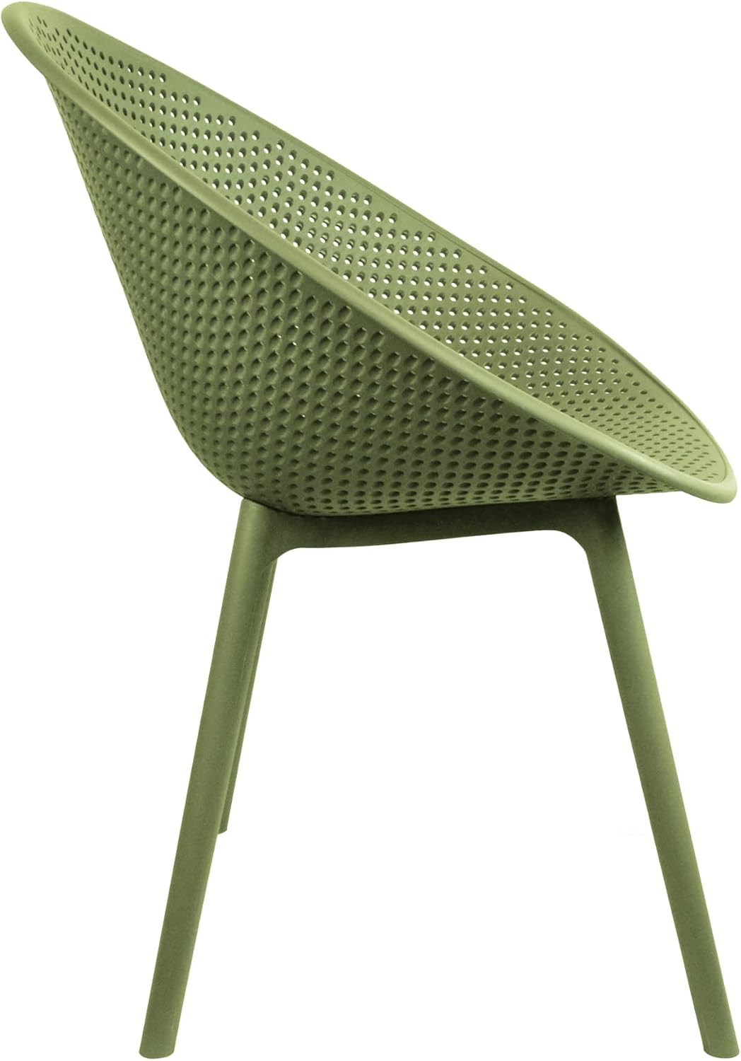 2xhome Modern Patio Dining Chair | Perforated Oval Egg-Shaped Breathable Weather Resistant Lounge Side Chair for Kitchen Indoor or Outdoor Use (Set of 2 Chairs, Green)