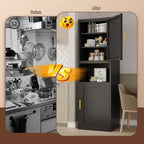 Kitchen Pantry Storage Cabinet,66.9" Tall Metal Storage Cabinet with 2 Door and 4 Adjustable Shelves.Freestanding Cupboard for Dining Room Living Room and Office.(Black)