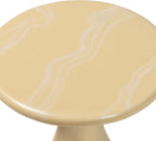 Bali & pari Aponi Marbled Resin End Table - Sculptural Side Table with Round Top and Pedestal Base, Modern Contemporary Statement Furniture, Cream