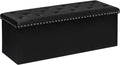 B FSOBEIIALEO Storage Ottoman Bench, 43" Velvet Ottoman with Storage, Black | 140L Large Storage Space, Tufted Foldable Long Storage Bench for Bedroom , Living Room, Entryway, End of bed