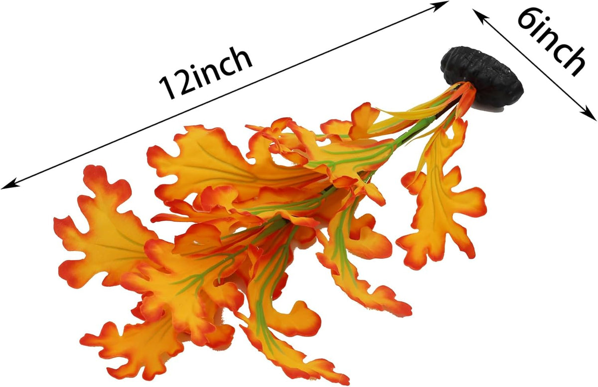 2-Pack 12 Inch Aquarium Silk Aquarium Plants, Artificial Plastic Plant for Small Tank, Goldfish, Fish Hides (Yellow, 12 Inch)