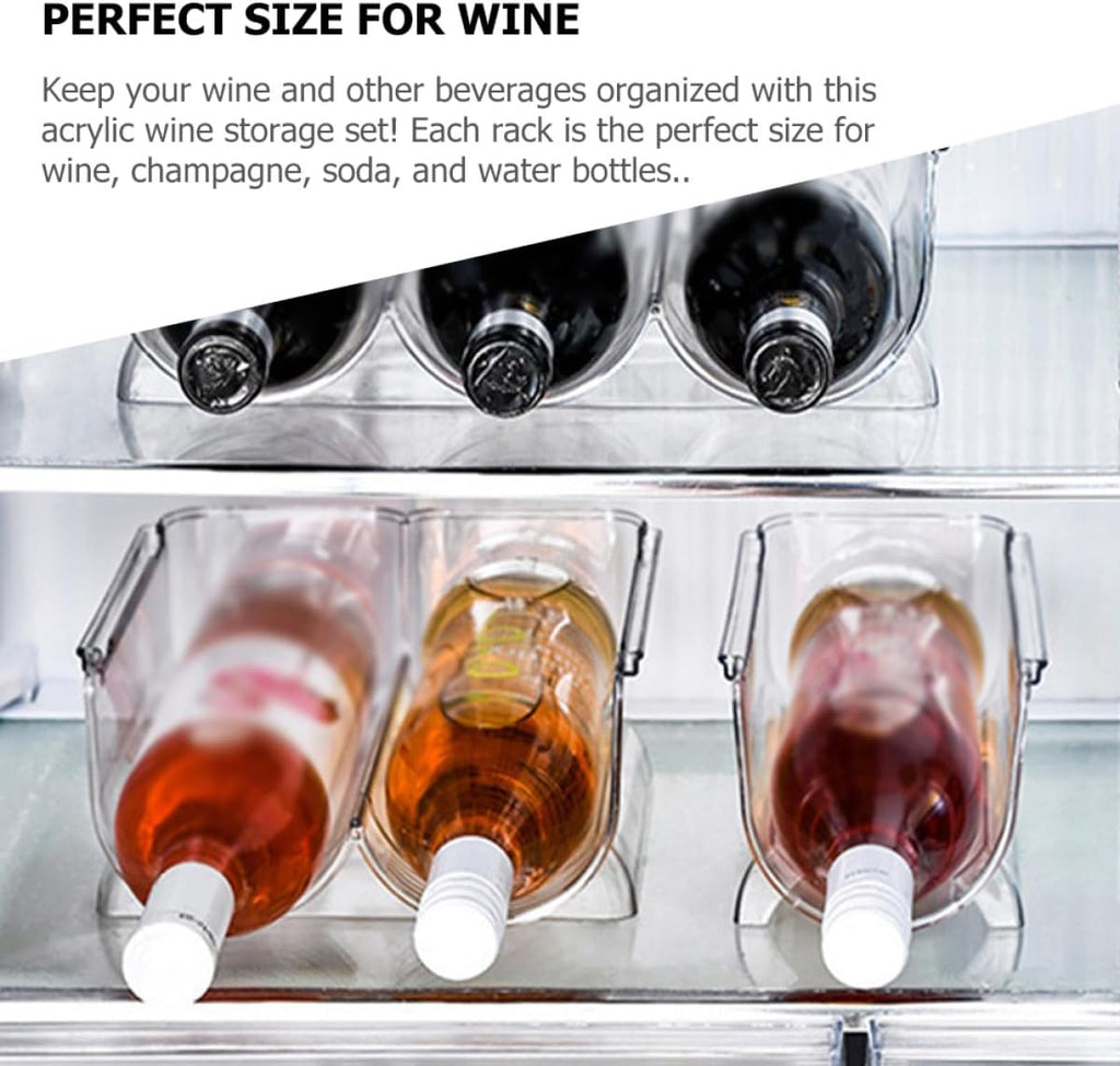 SHINEOFI 8Pcs Stackable Acrylic Wine Bottle Holder Wine Storage Rack Single Liquor Bottle Shelf Stable Design for Home Bar Countertop Display
