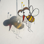 BOXCASA Honey Bee Suncatcher,Bee Stained Glass Suncatcher for Window Hanging Mosquito Decor,Bumblebee Wall Decor for Home Kitchen Bedroom, Bee Themed Gifts for Mom,Grandma or Friends