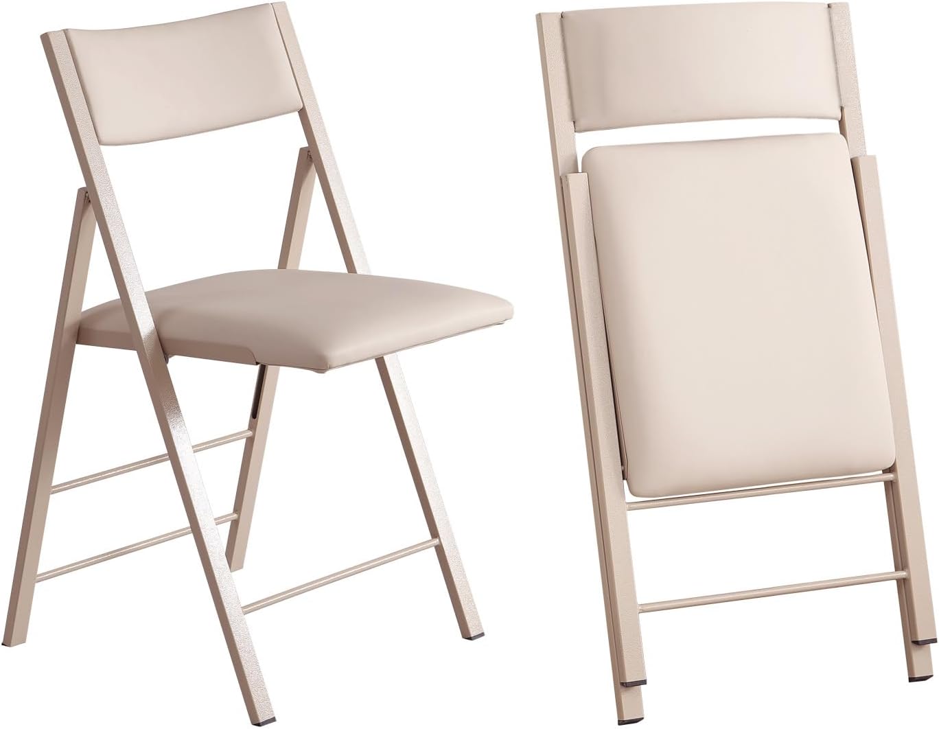 Padded Folding Chairs 2 Pack, 450LBS Heavy Duty Folding Dining Chair, Wood | Waterproof Leather, Triple Anti-Rust Coating, 1.37" Folded, Foldable Chairs for Dining Room, Kitchen, Home, Events, Apartment