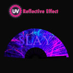 Boots on The Ground Fan, Large Folding Hand Fan for Women and Men, Popping Fans for Line Dancing for Raves, EDM, Dance Party, and Home Decoration