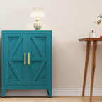 32" Metal Kitchen Pantry Cabinet,Floor Bathroom Storage Cabinet with 2 Adjustable Shelves,Freestanding Sideboard for Small Spaces, Living Room, Hallway, Dining Room,Blue