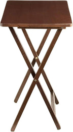 Folding TV Tray Table for Indoor Use, 1-Piece Rubberwood in Walnut or Natural Finish, 19" x 14.5" x 26" Snack Bed Desk,Space-Saving 1-Piece Snack Table, Bedside or Laptop Stand(Walnut)