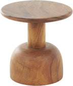 Deco 79 Wood Handmade Side End Accent Table End Table with Rounded Block Base, Side Table 16" x 16" x 16", Brown