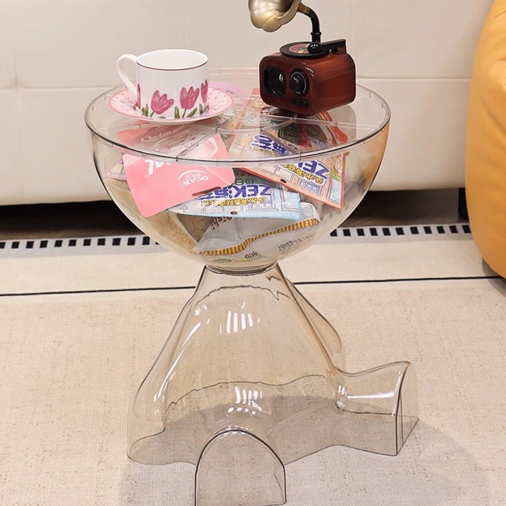 Circle Side Table, Round Modern End Table, Waterproof & Durable, Small Coffee Table for Living Room, Bedroom, Bedside, Versatile Accent Table - Transparent