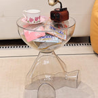 Circle Side Table, Round Modern End Table, Waterproof & Durable, Small Coffee Table for Living Room, Bedroom, Bedside, Versatile Accent Table - Transparent